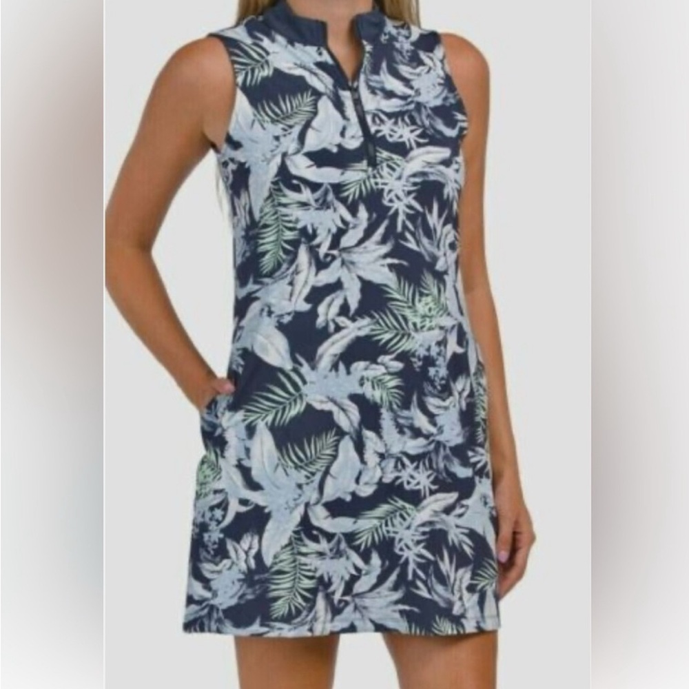 Tommy Bahama Blue and White Tropical Mini Dress